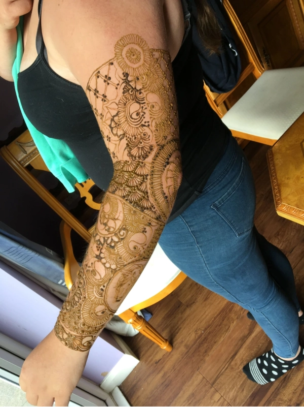 Bridal henna on entire arm